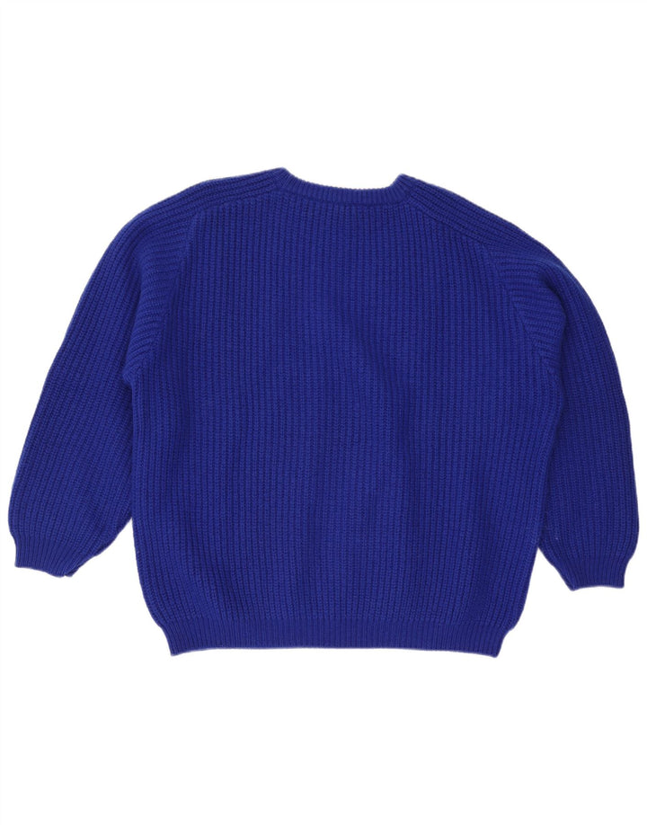 Benetton Herre Boat Neck Jumper Sweater IT 52 Stor Blå Uld