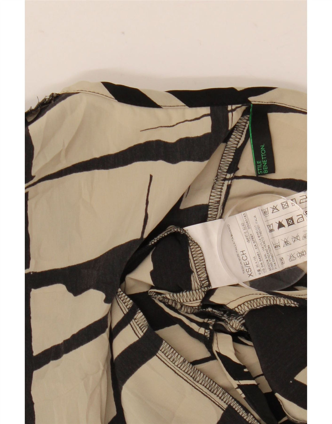 Benetton Womens Abstrakt mønster Shift Dress UK 6 XS Off White Polyester