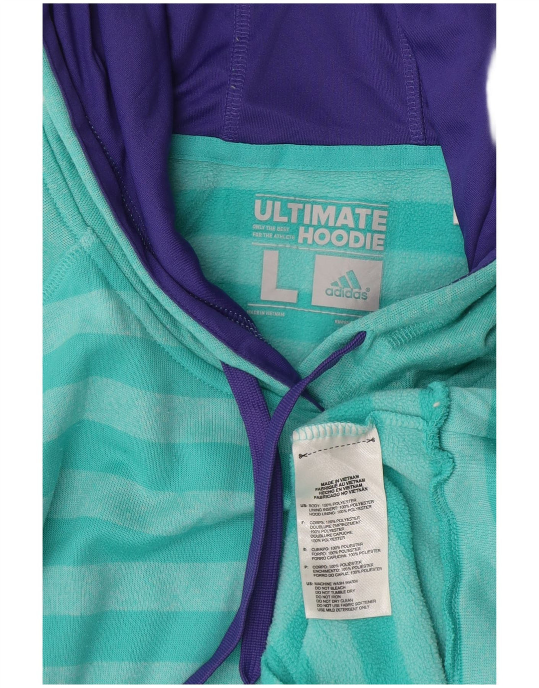 Adidas Herre hættetrøje Jumper Stor turkis stribet polyester