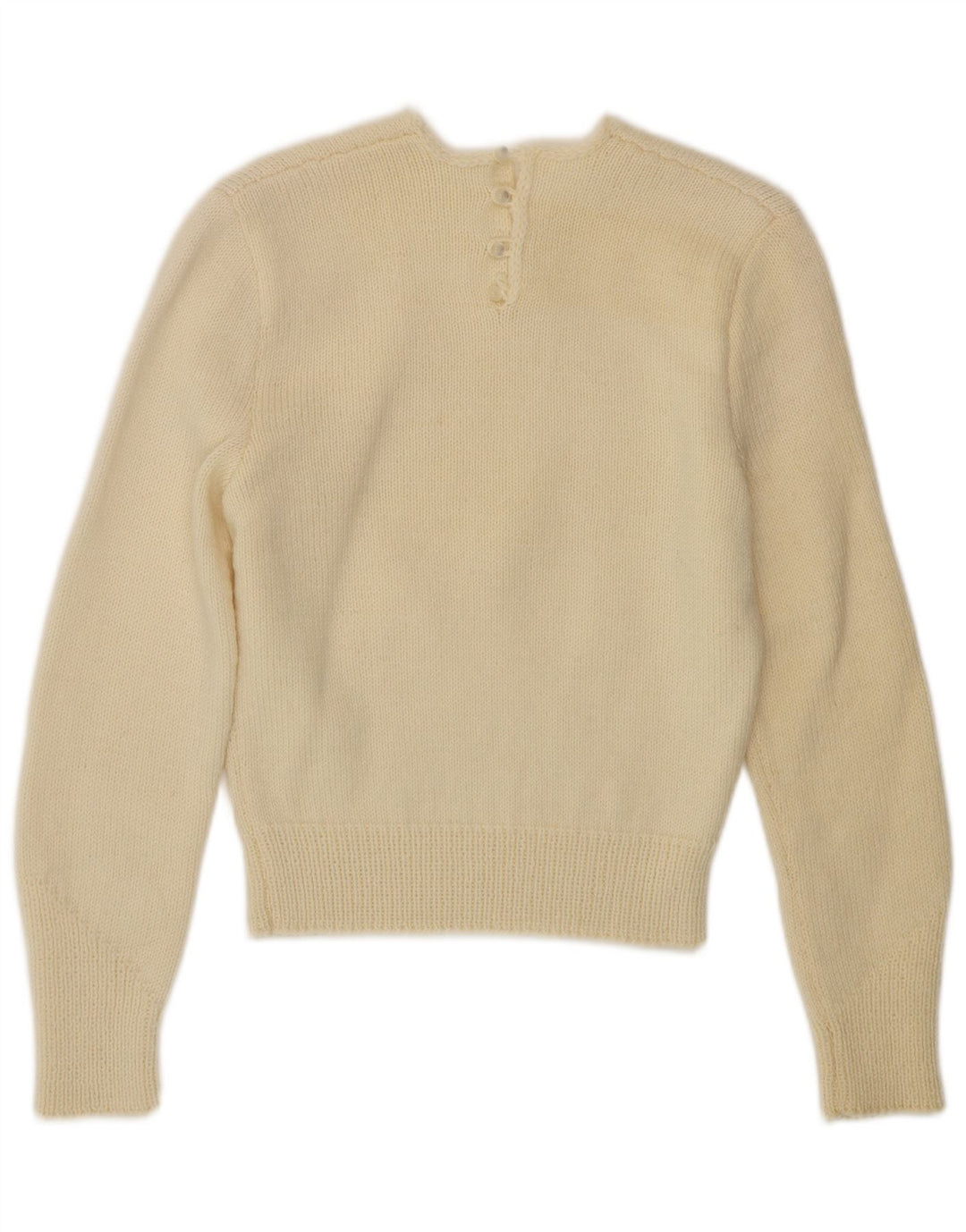 VINTAGE Dame sweater med rund hals DK 10 Small Off White