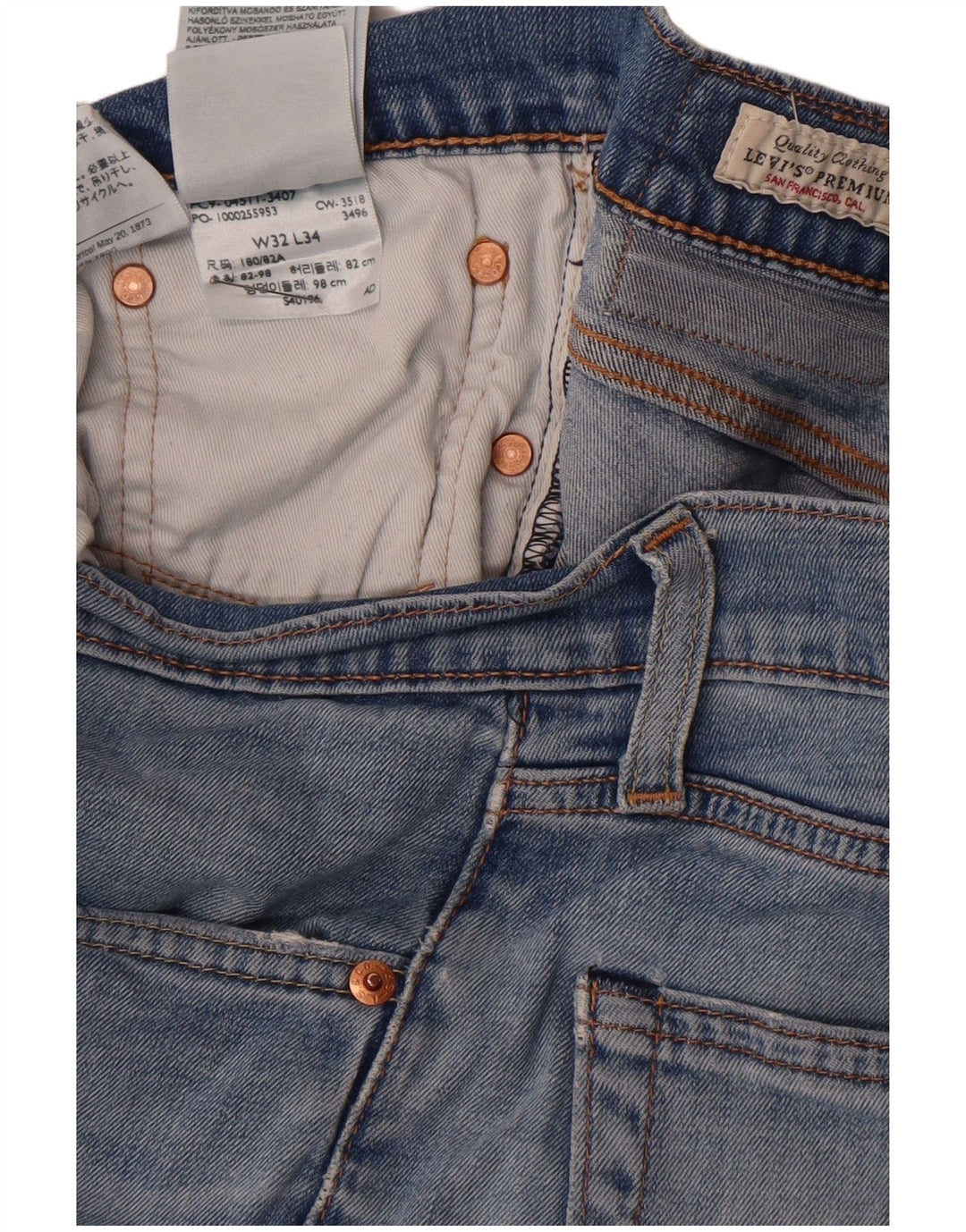 Levi's Herre 511 Slim Jeans W32 L34 Blå Bomuld