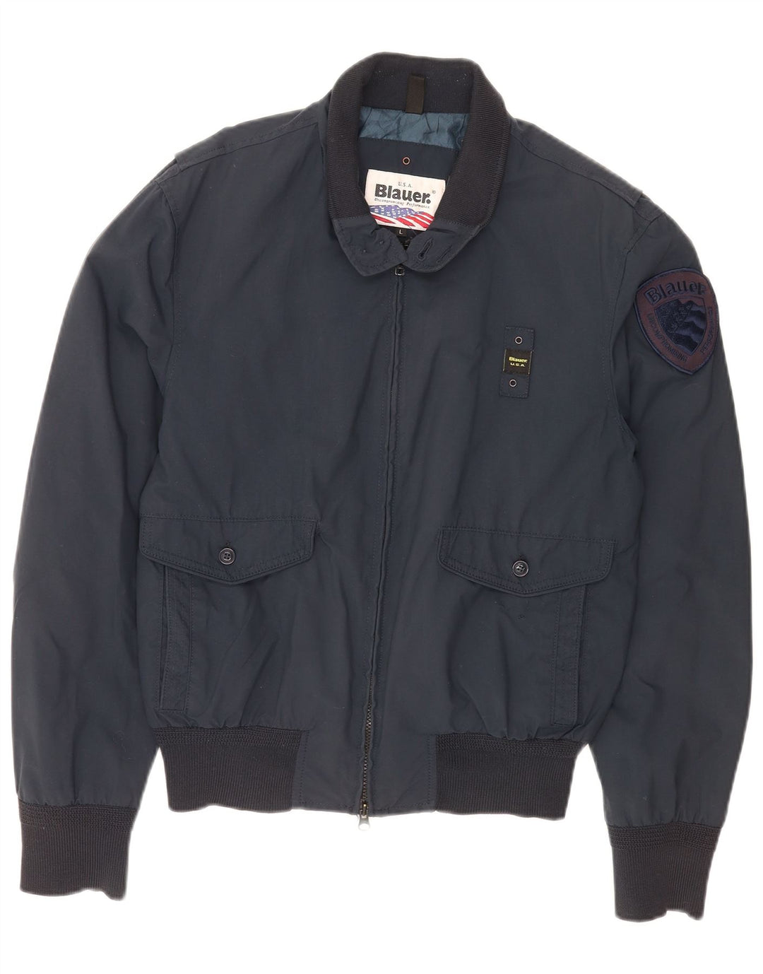 Blauer Herre Bomber Jacket UK 40 Large Navy Blue Nylon