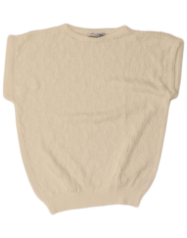 CARLA FERRONI Dame Boat Neck Jumper Sweater UK 14 Medium White