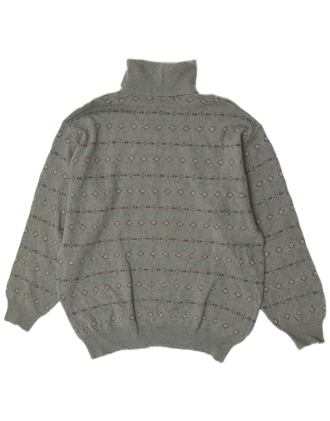 Bramante Herre Roll Neck Jumper Sweater Stor Grå Geometrisk Virgin Wool