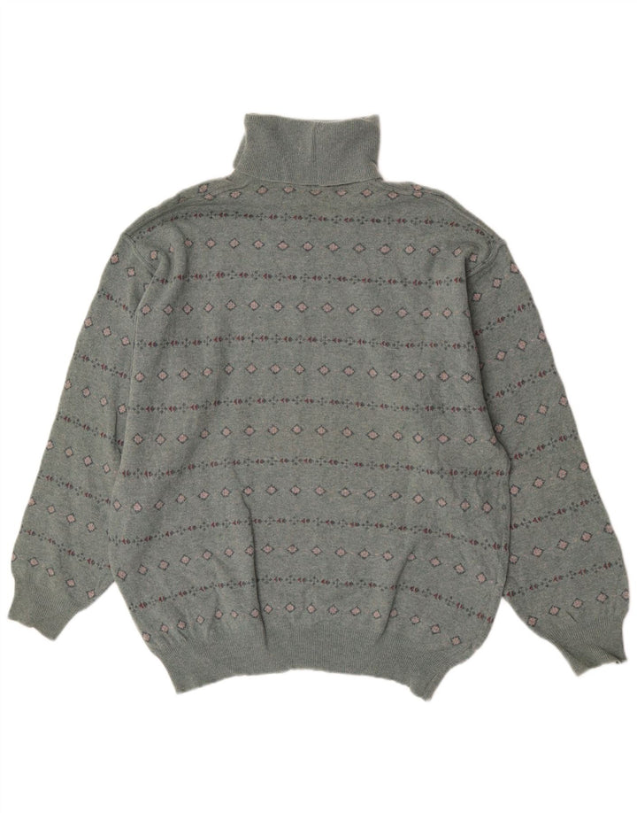 Bramante Herre Roll Neck Jumper Sweater Stor Grå Geometrisk Virgin Wool