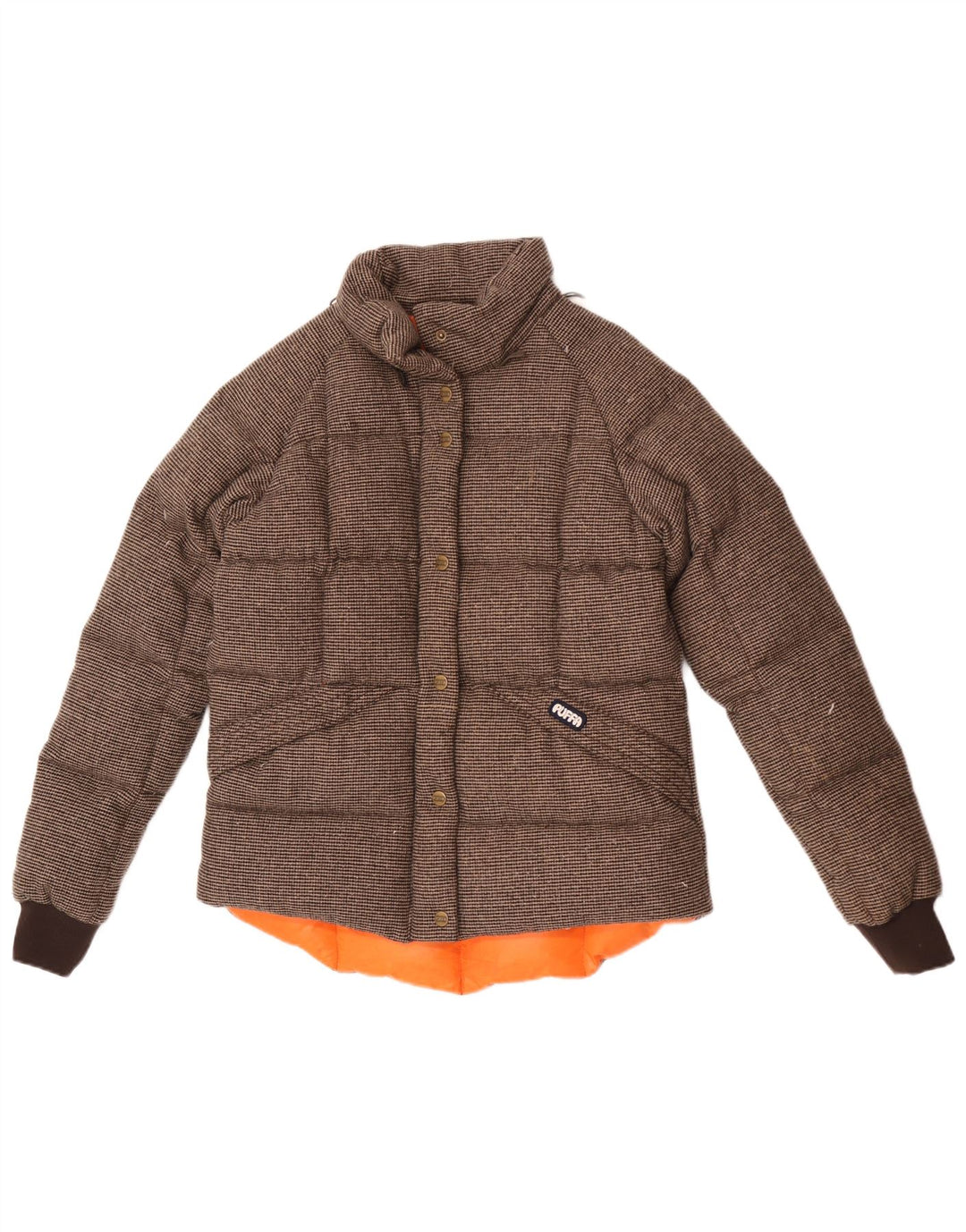 Puffa Dame Polstret Jakke UK 12 Medium Brown Check