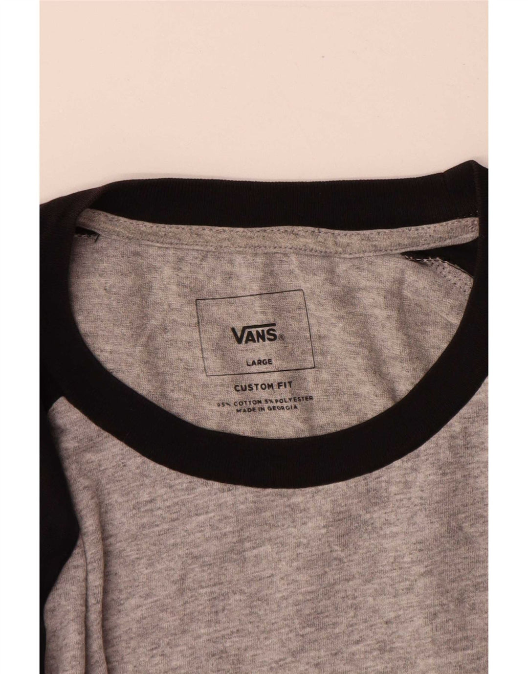 Vans Herre Custom Fit grafisk top 3/4 ærmet, stort gråt Colourblock Bomuld