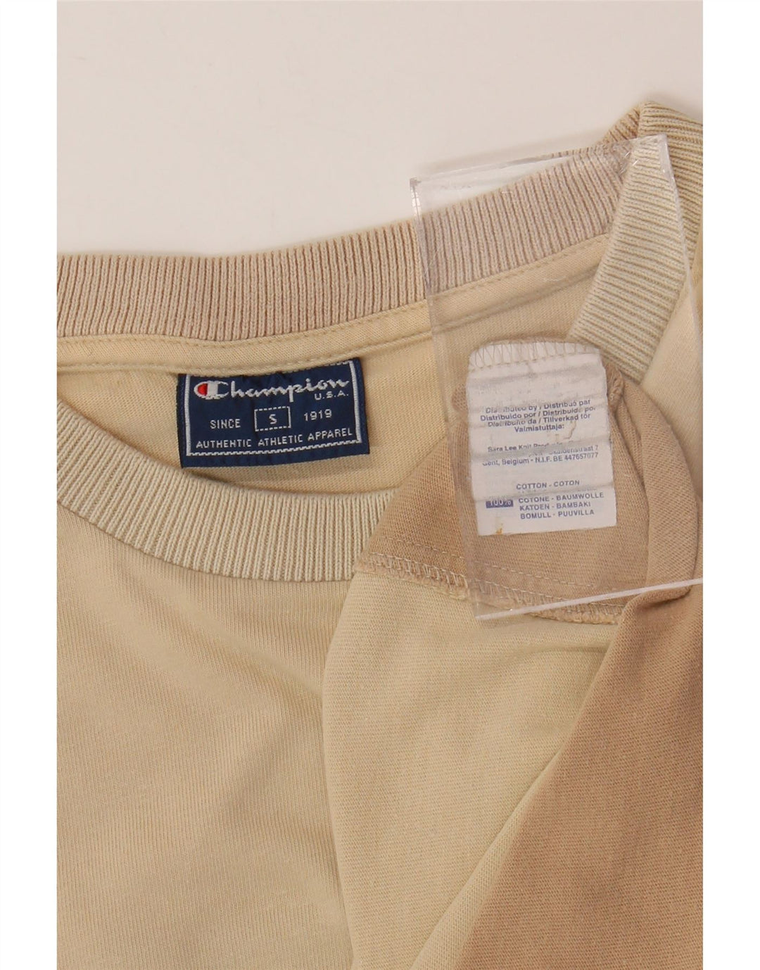 CHAMPION Herre T-Shirt Top Lille Beige Colourblock Bomuld