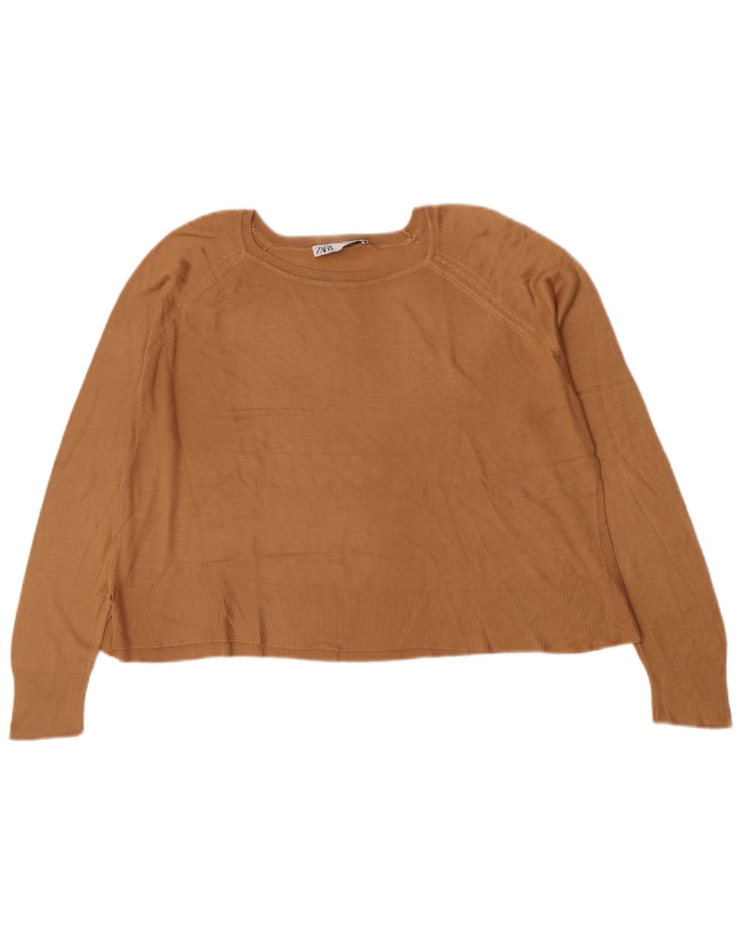 Zara Dame Oversized Boat Neck Jumper Sweater UK 10 Small Brown