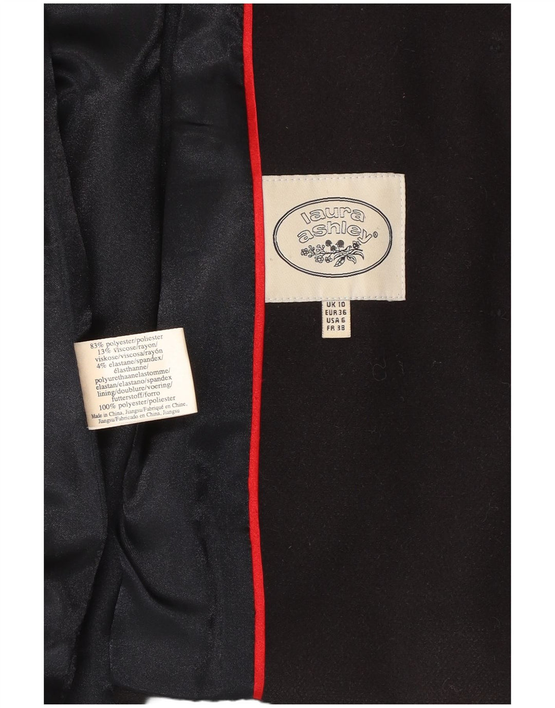 LAURA ASHLEY Dame-hættejakke med 5 knaps blazer-jakke UK 10 Lille marineblå