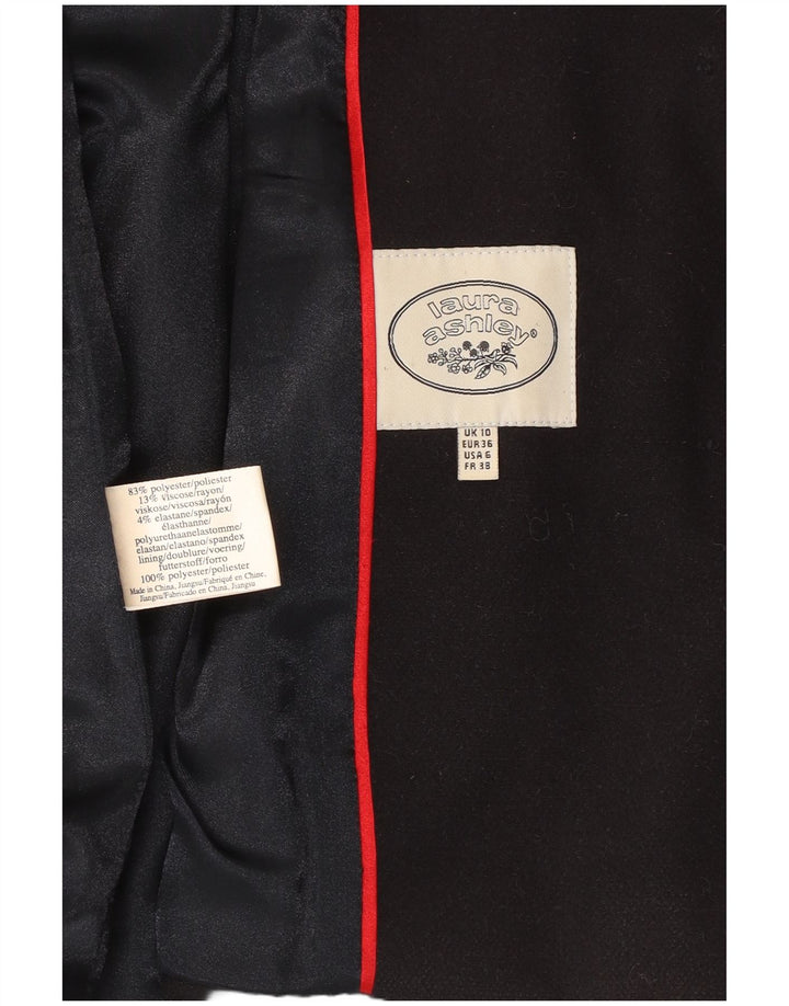 LAURA ASHLEY Dame-hættejakke med 5 knaps blazer-jakke UK 10 Lille marineblå