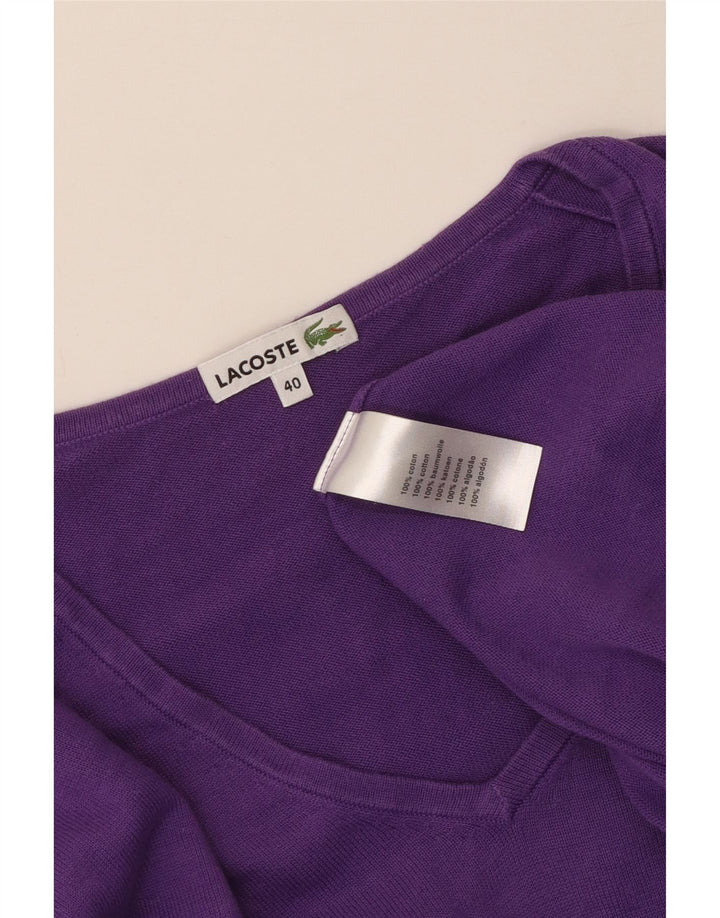 Lacoste Dame V-hals sweater Størrelse 40 Medium Lilla Bomuld