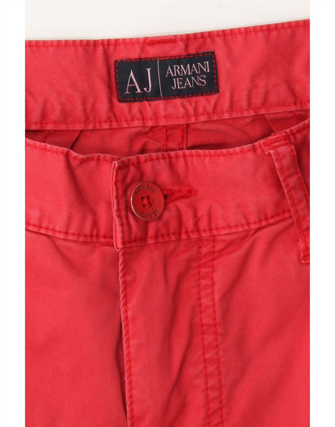 Armani Herre Regular Fit Straight Jeans W33 L29 Rød Bomuld