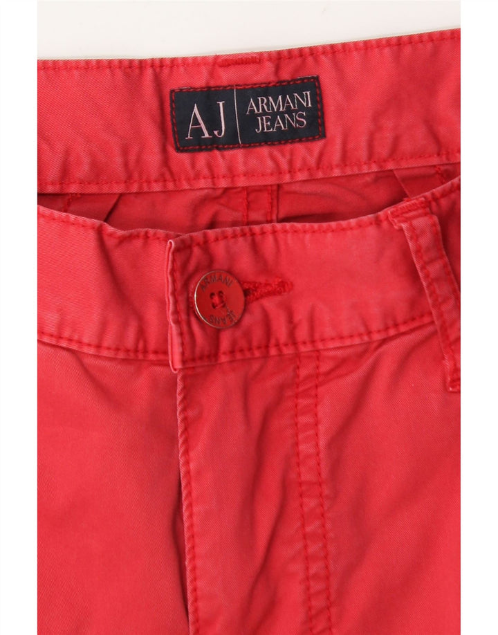 Armani Herre Regular Fit Straight Jeans W33 L29 Rød Bomuld