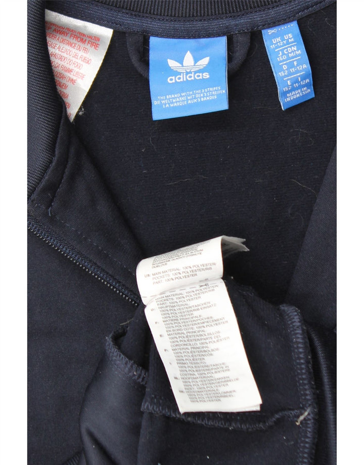 ADIDAS Boys Tracksuit Top Jacket 11-12 Years Navy Blue Colourblock