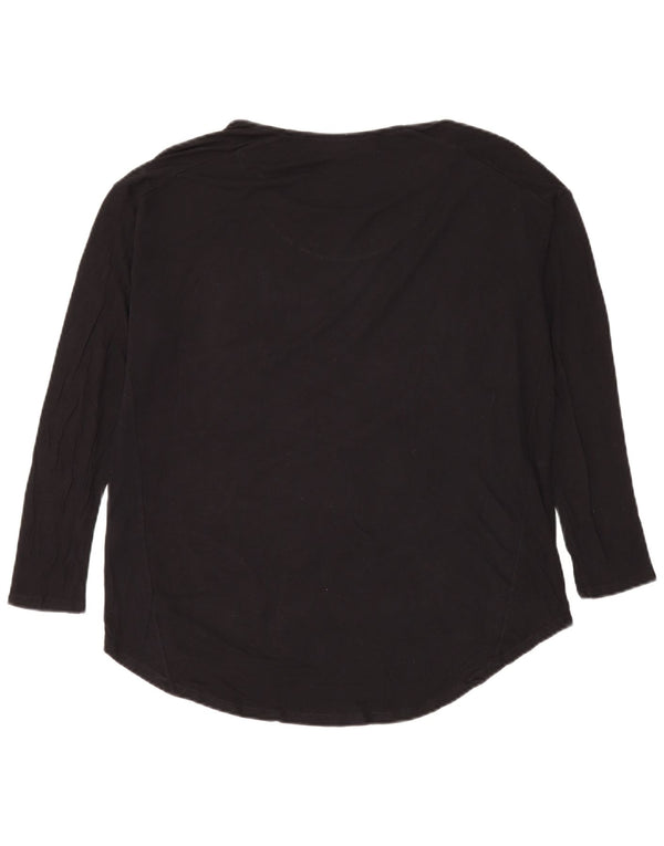 Desigual Womens Abstract Pattern Top Long Sleeve UK 20 2XL Black Modern