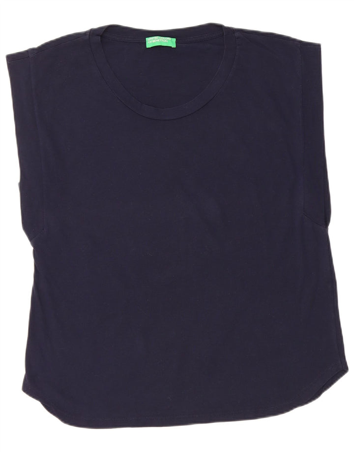 Benetton Damevest Top UK 12 Medium Navy Blue Bomuld