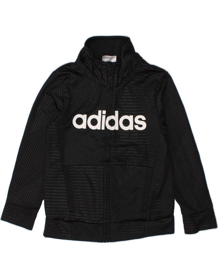 ADIDAS Boys Graphic Tracksuit Top Jacket 3-4 Years Black Striped Polyester Vintage Adidas and Second-Hand Adidas from Messina Hembry 
