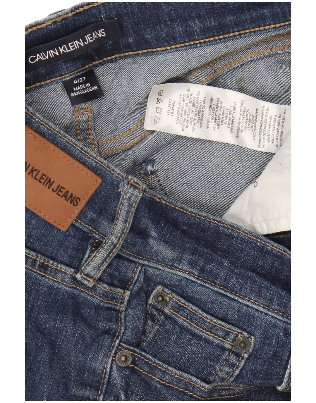 CALVIN KLEIN Dame Skinny Jeans US 4 XS W27 L26 Blå Bomuld