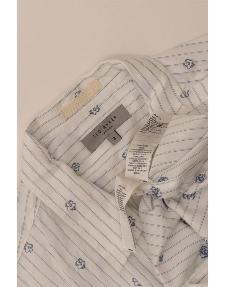 Ted Baker Kortærmet Herreskjorte Størrelse 3 Medium Hvidstribet bomuld