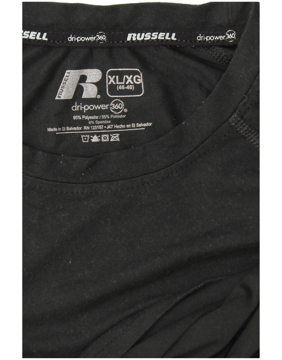 RUSSELL ATHLETIC Herre Dri-Power Top Langærmet XL Sort Polyester