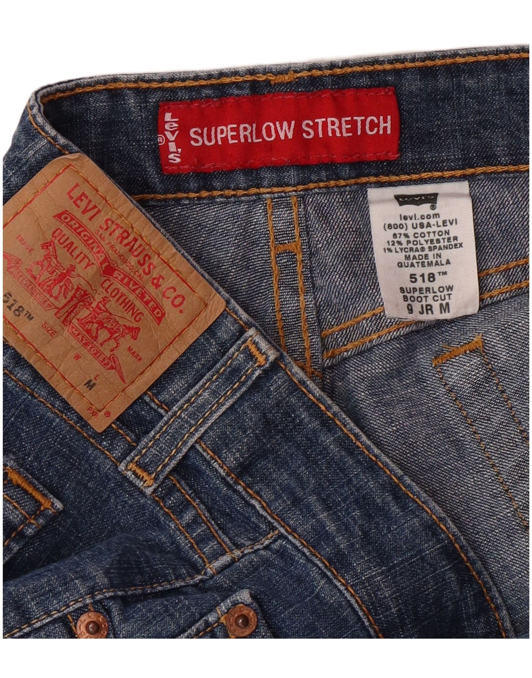 LEVI'S Dame 518 Super Low Bootcut Jeans US 9 Medium W31 L32 Blå Bomuld