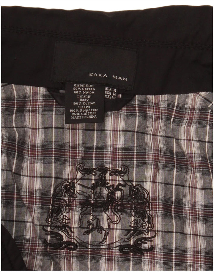 Zara Herre Bomber Jacket UK 38 Medium Sort Bomuld