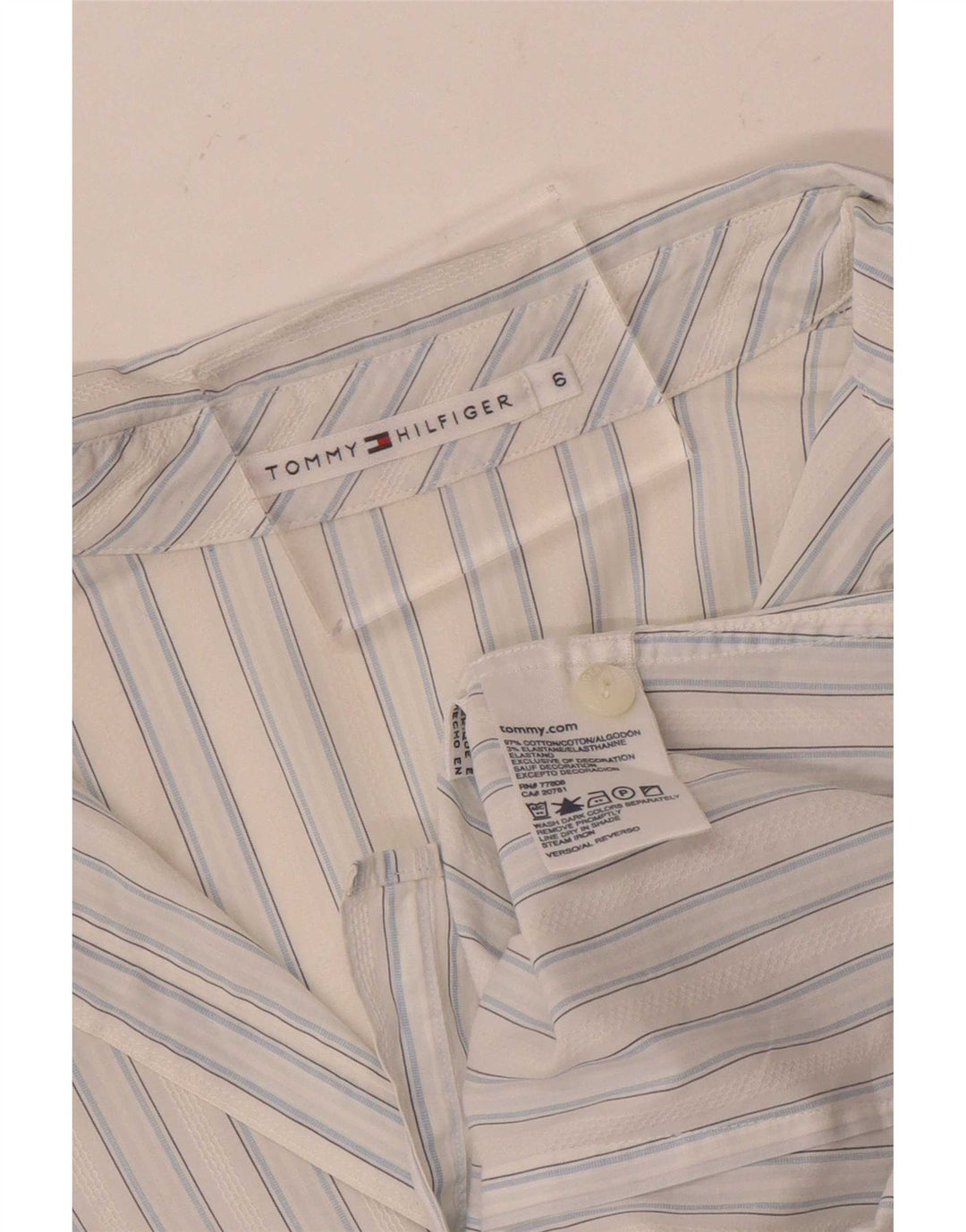 Tommy Hilfiger Dameskjorte US 6 Mellem hvid stribet bomuld