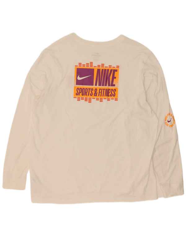 Nike Herre Dri Fit grafisk top langærmet 2XL hvid bomuld