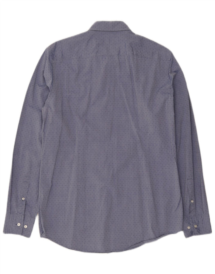 Hugo Boss Herre Slim Fit Skjorte Størrelse 15 3/4 40 Medium Blue Spotted
