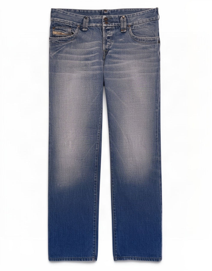Diesel Dame Straight Jeans W34 L32 Blå Bomuld