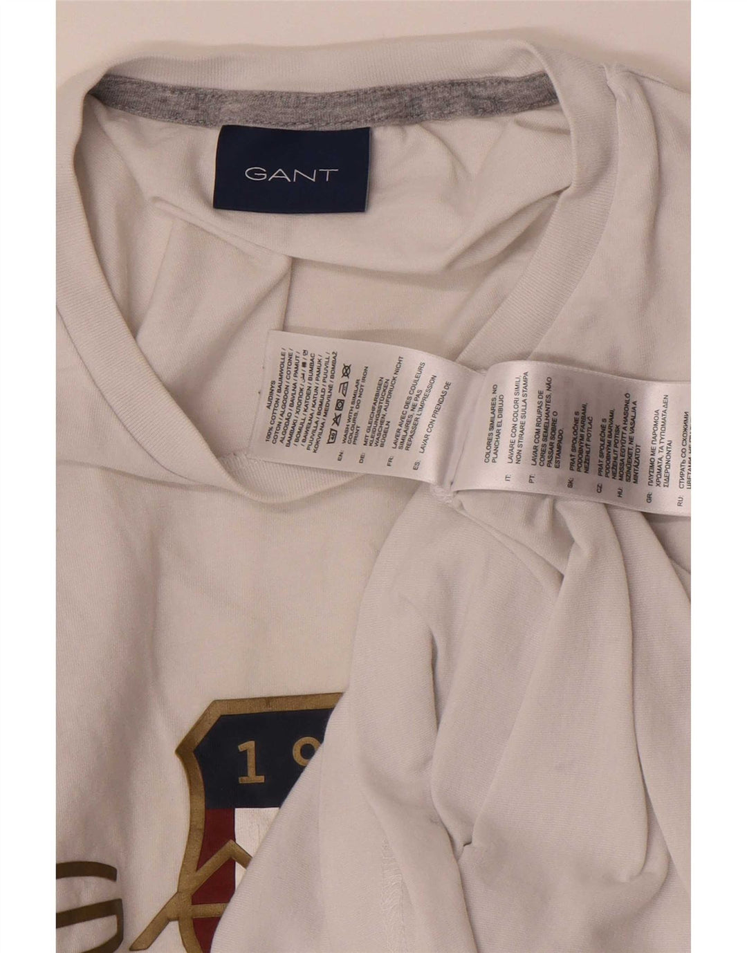 Gant Herre grafisk T-shirt Top Medium Hvid Bomuld
