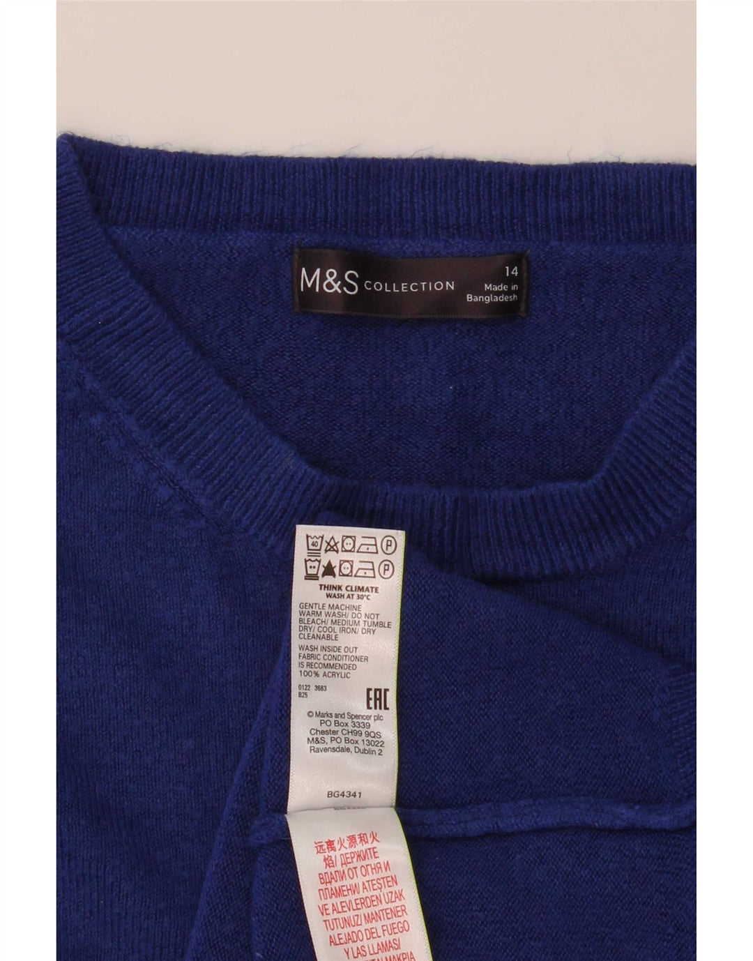Marks & Spencer Dame sweater med rund hals DK 14 Medium Blue Acryl