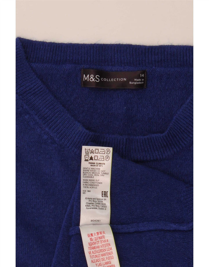 Marks & Spencer Dame sweater med rund hals DK 14 Medium Blue Acryl