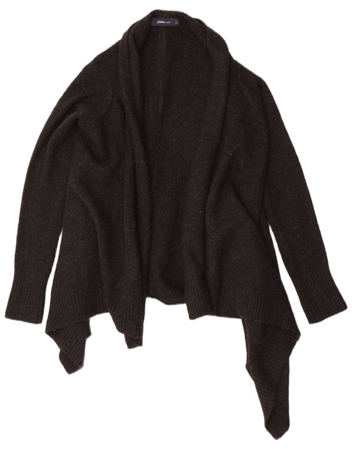 Zara Dame Asymmetrisk Åben Cardigan Sweater UK 10 Lille Grå Akryl