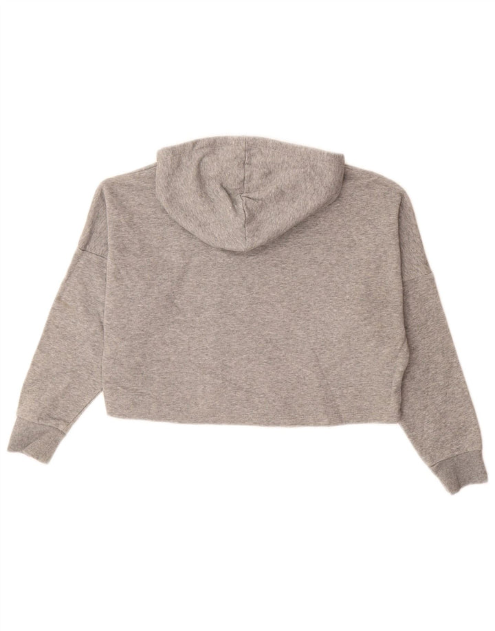 PUMA Girls Crop Graphic Hoodie Jumper 9-10 år Grå Bomuld