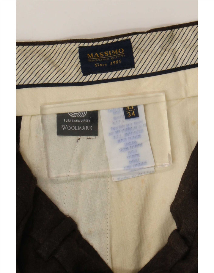 Massimo Dutti Herre Pegged Suit Bukser EU 44 Large W34 L28 Brun Uld