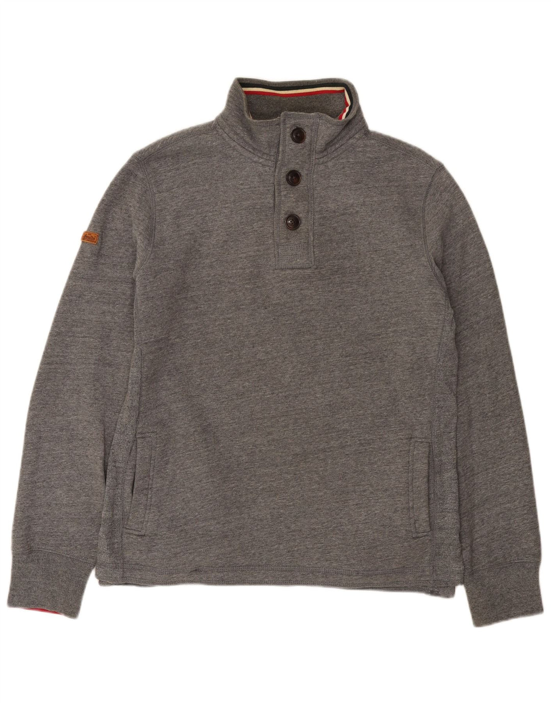 Superdry Sweatshirt med knaphals til mænd Medium Grå Flecked Bomuld