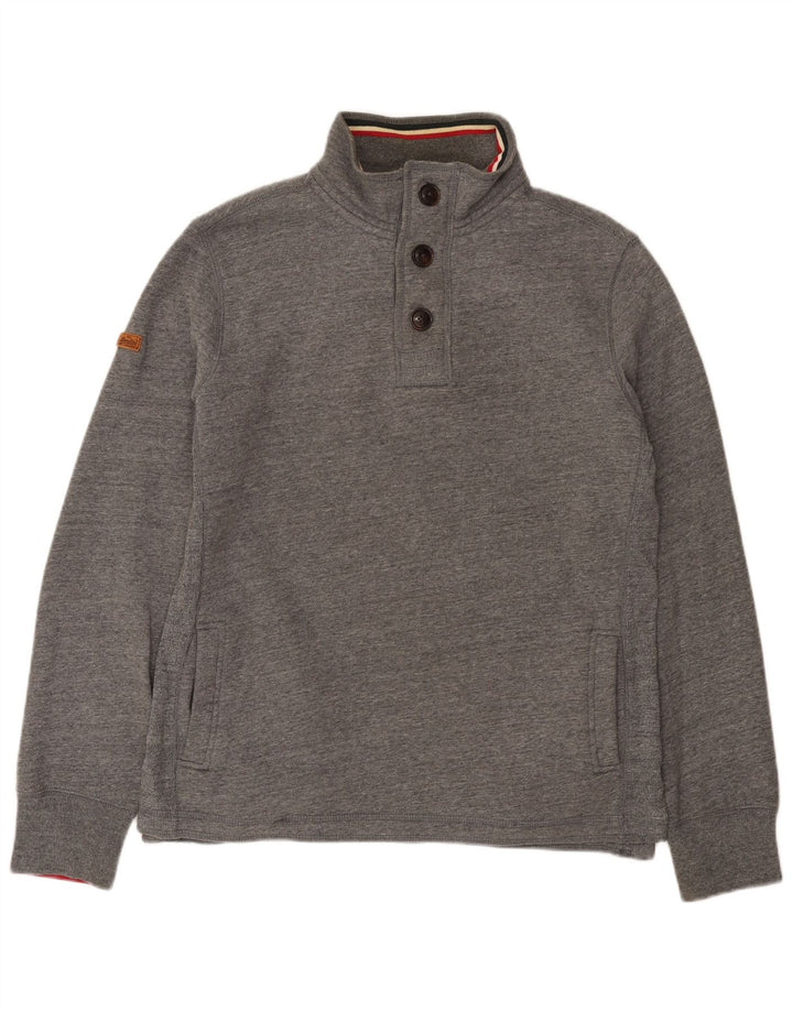 Superdry Sweatshirt med knaphals til mænd Medium Grå Flecked Bomuld