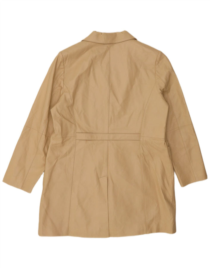 VINTAGE Læderfrakke til kvinder UK 20 2XL Beige Læder