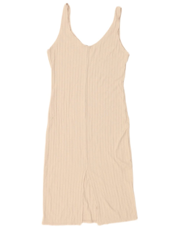 Zara Womens Slip Dress UK 14 Large Beige Viscose