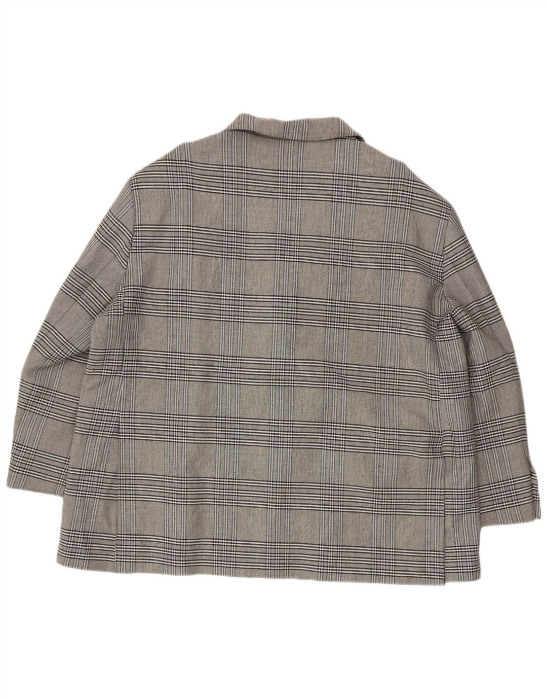 ZARA Dame 2-knaps oversize blazerjakke UK 18 XL Grå ternet viskose