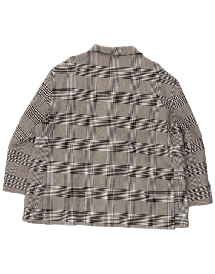 ZARA Dame 2-knaps oversize blazerjakke UK 18 XL Grå ternet viskose