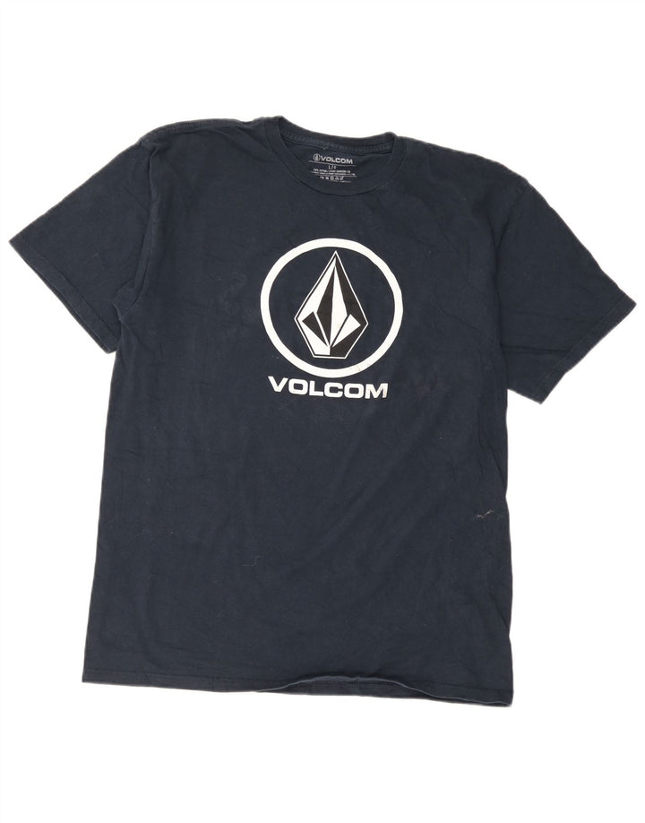 Volcom Herre grafisk T-shirt Top Stor marineblå bomuld
