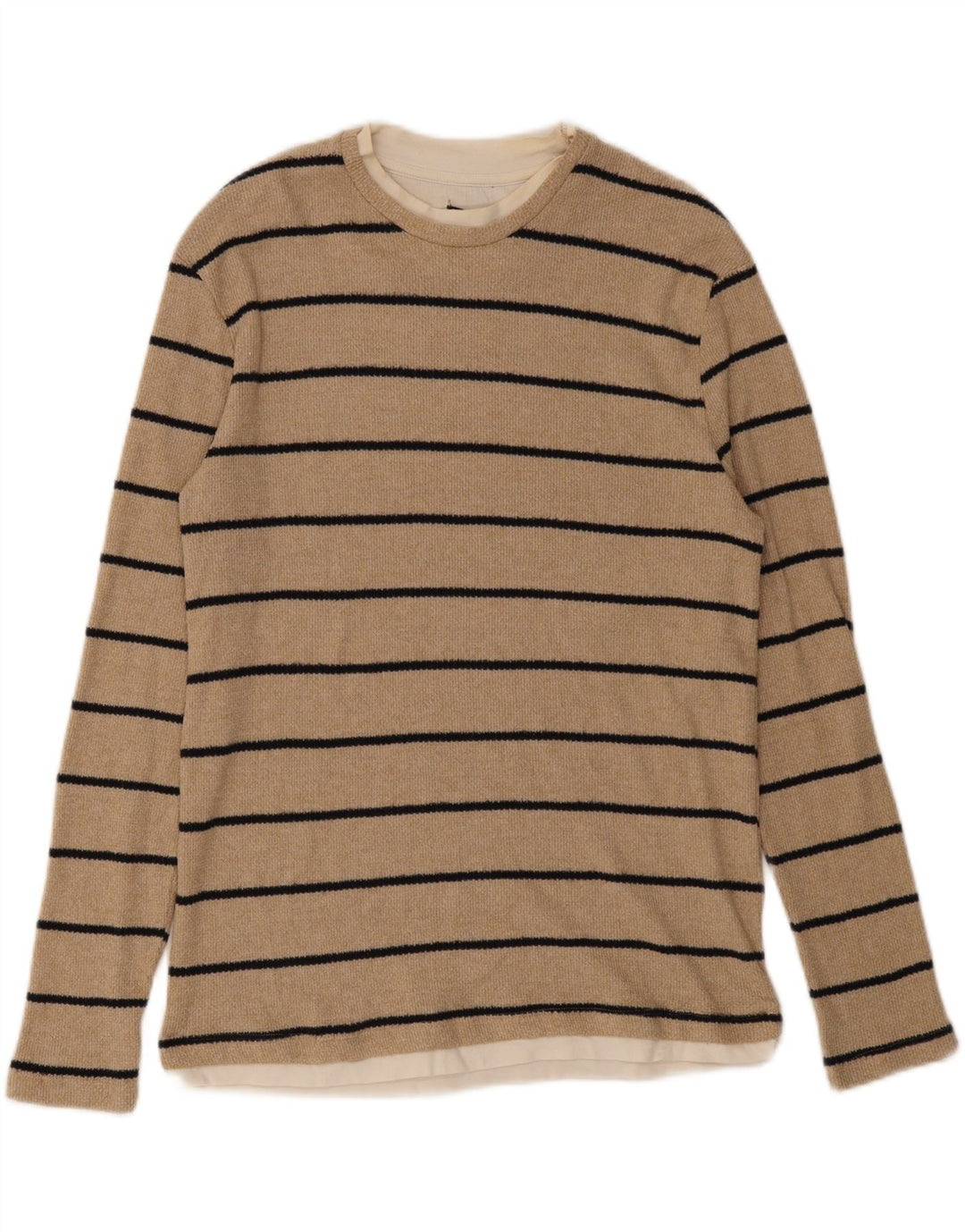 Zara Herre Top Langærmet Medium Beige Stribet