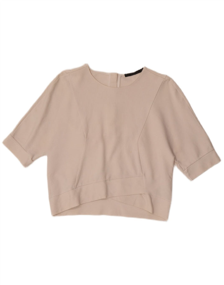Zara Dame Bluse Top UK 14 Medium White Bomuld