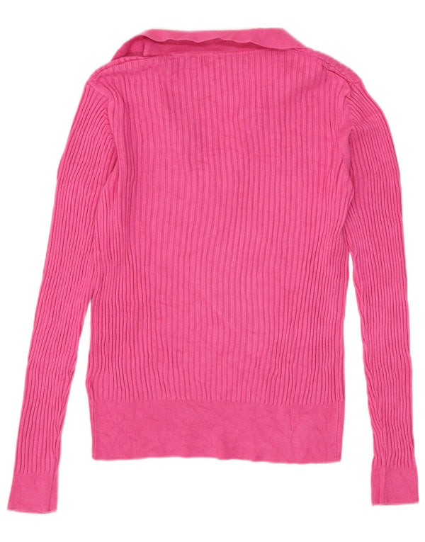 Marks & Spencer Dame Polo Neck Jumper Sweater UK 8 Small Pink Viscose
