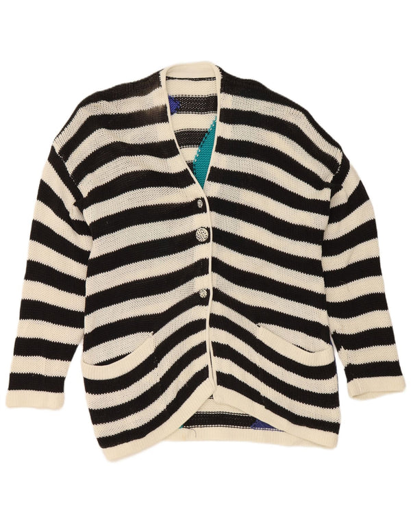 Vintage dame cardigan sweater UK 16 Stor sort stribet