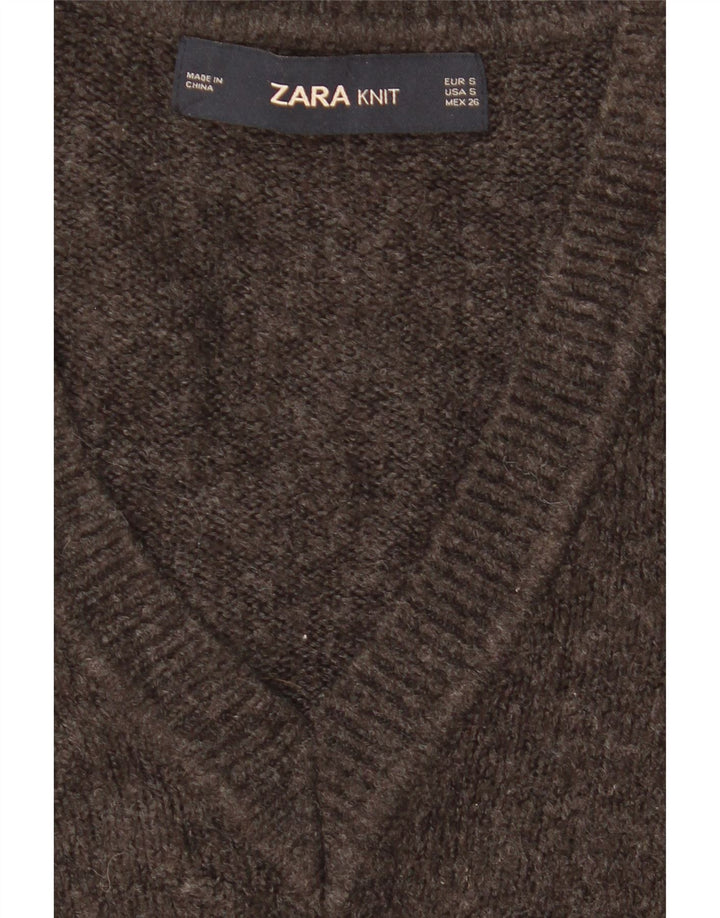Zara Dame Oversized V-hals sweater UK 10 Small Grey