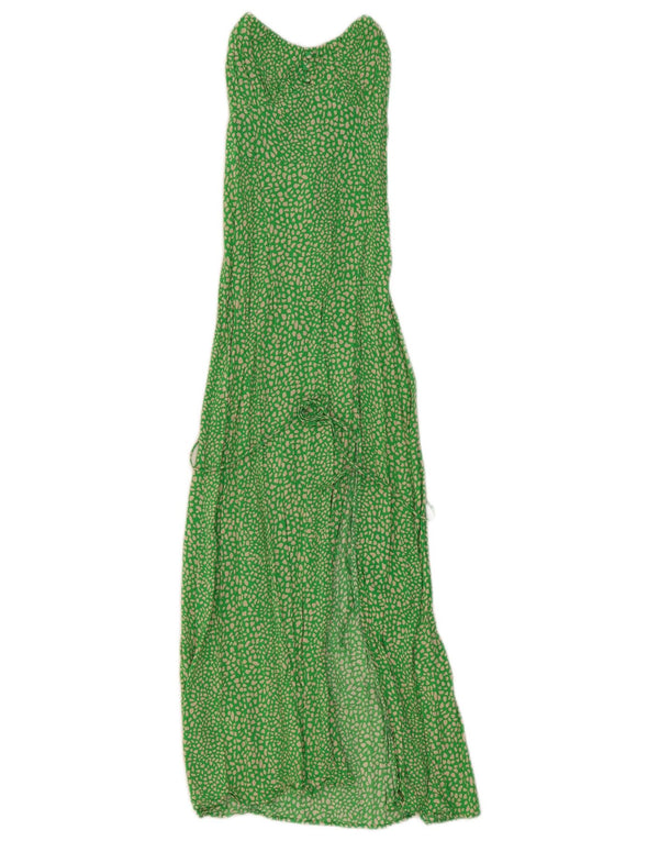 Zara Dame Maxi Dress UK 4 XS Grønt dyreprint